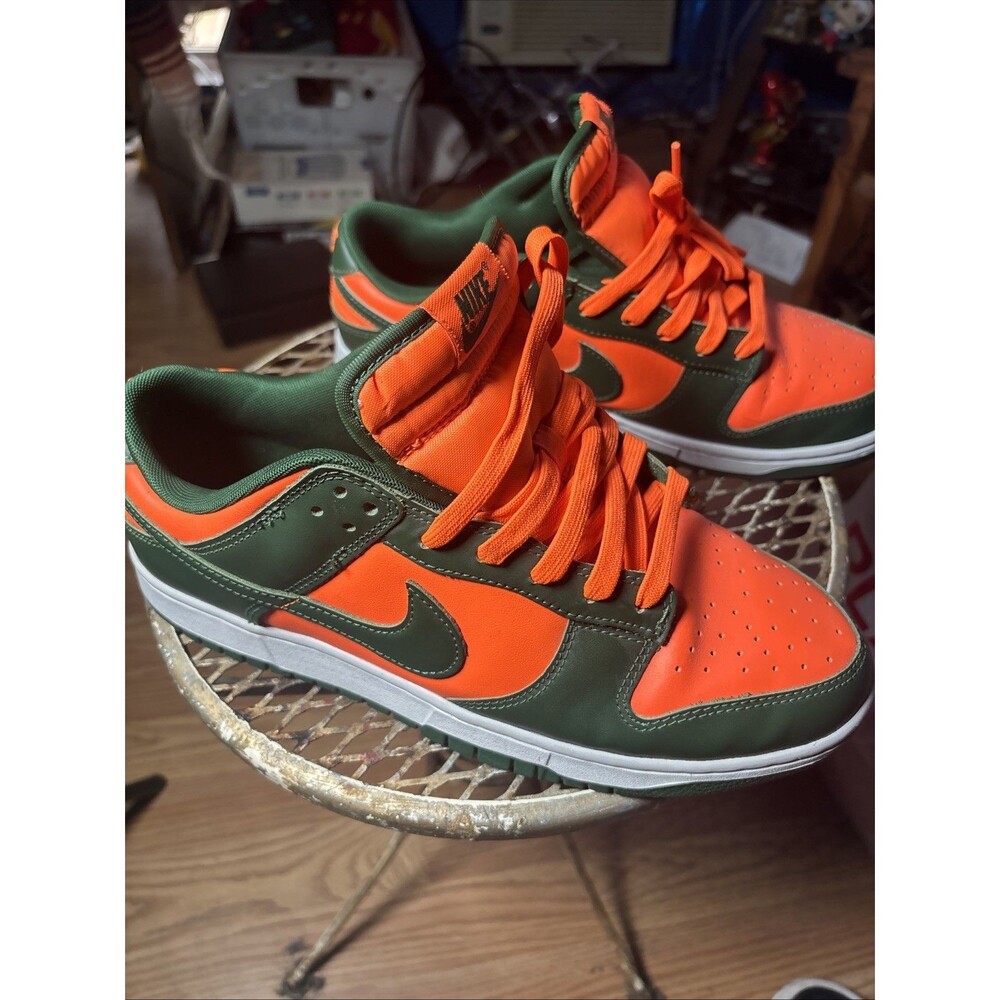 Nike Dunk Low Retro Miami Hurricanes Gorge Green/Orange DD1391-300 Mens Size 10
